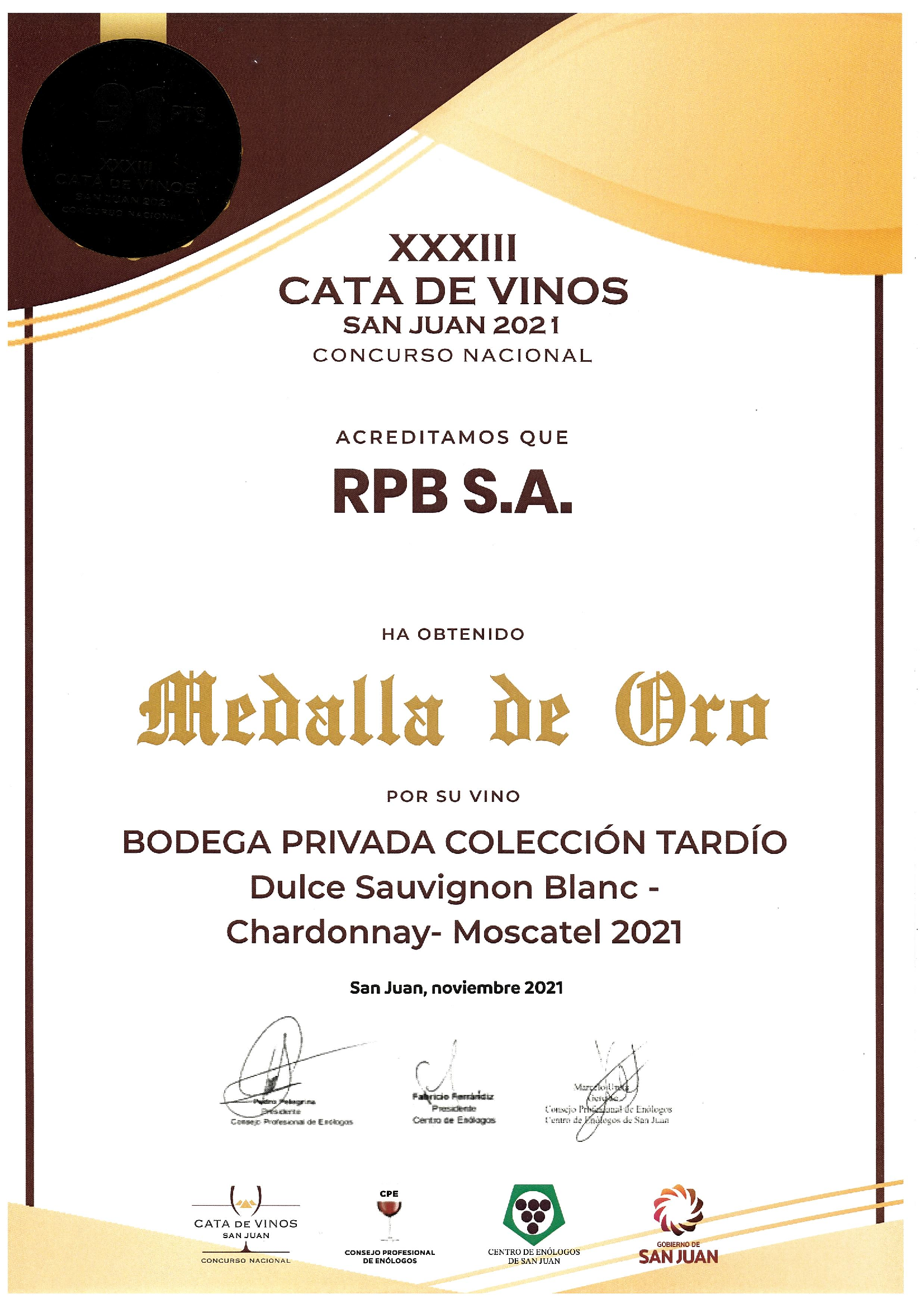 Bodega Privada Colección Tardío Dulce Sauvignon Blanc - Chardonnay - Moscatel 2021