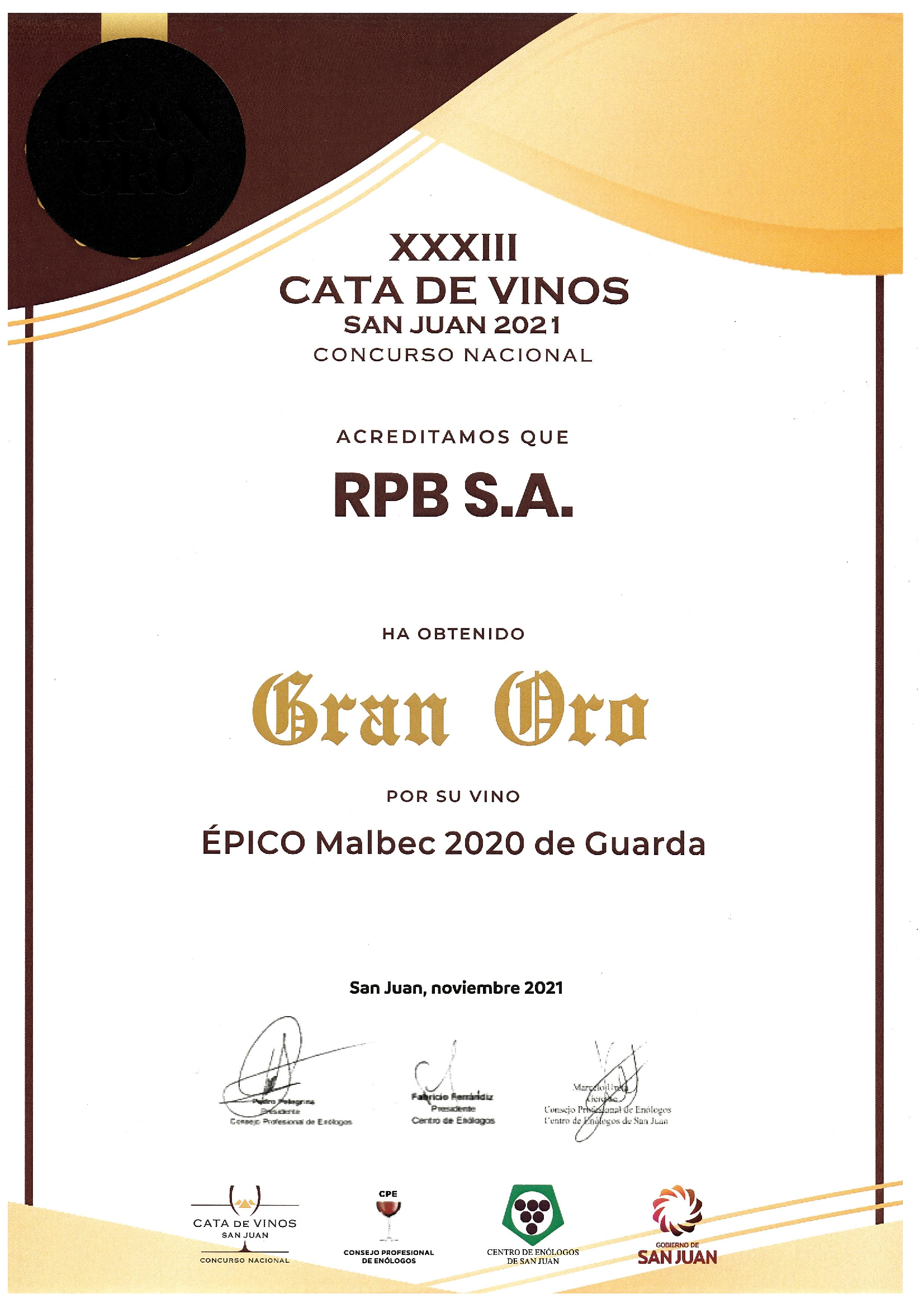 ÉPICO Malbec 2020 de Guarda