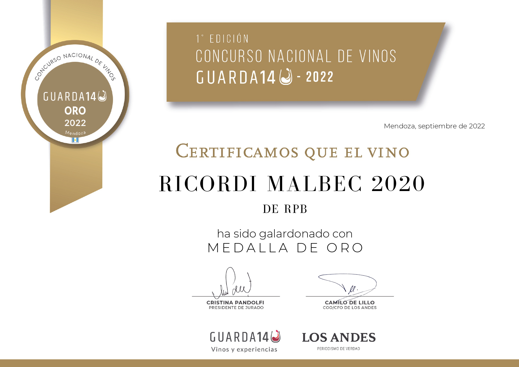 RICORDI Reservado Malbec 2020